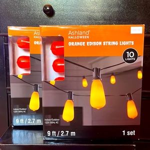 Set of 2 Orange Edison Halloween String Lights!